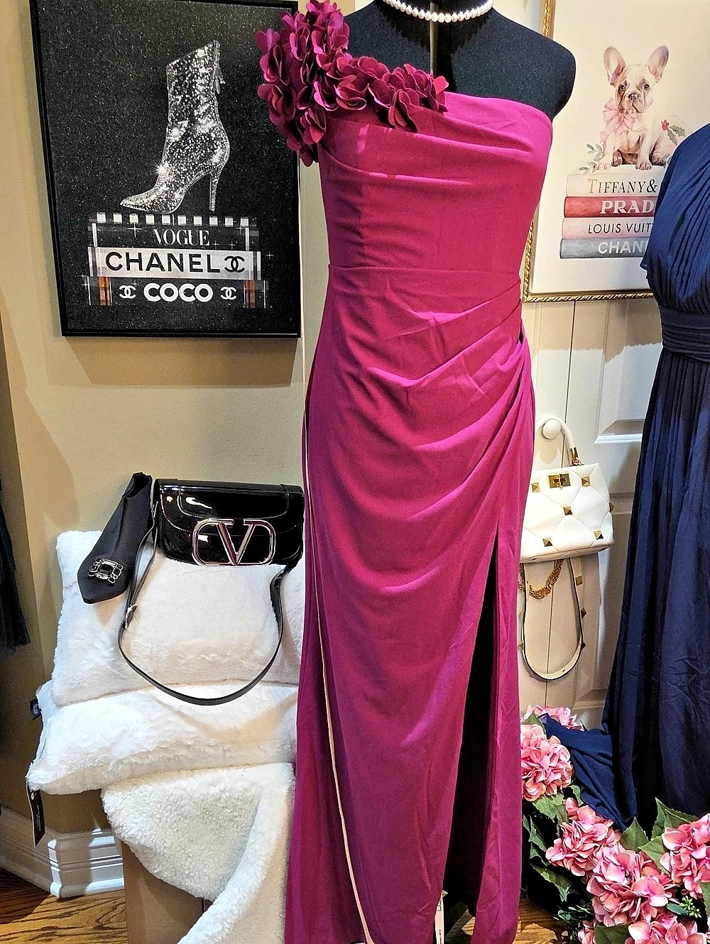Nwt M Lulus One-Shoulder Maxi Dress in Burgundy